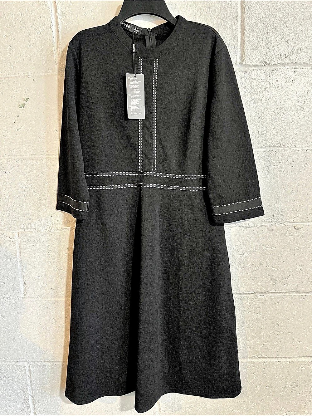 HOMEYEE Black Midi Dress Size Large NWT
